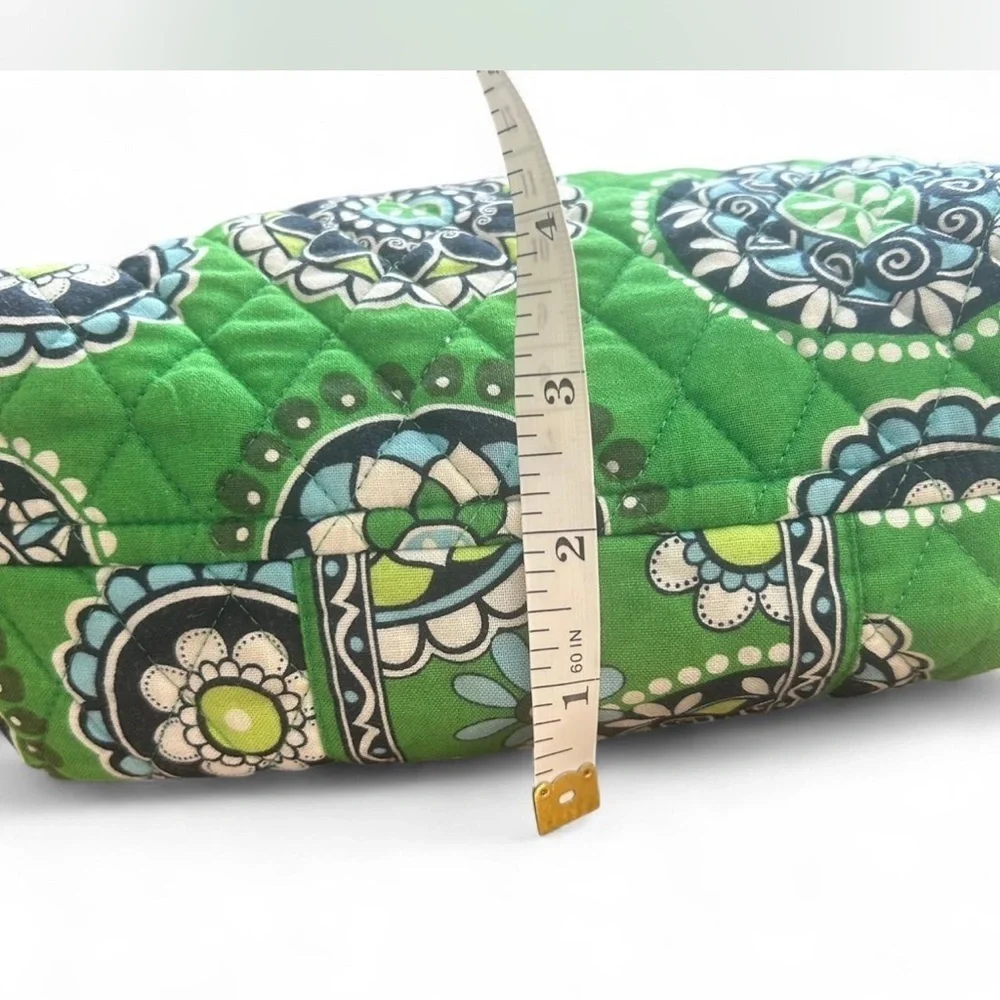 Vera Bradley Quilted Cosmetic Travel Bag Vintage Floral Hippie Green Blue White